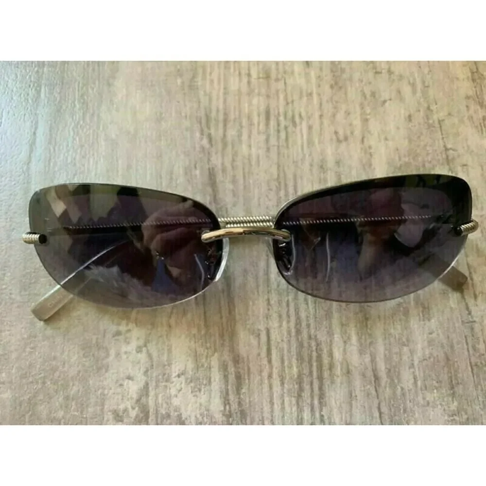 Summer Frameless Sunglasses Retro Vintage Silver Black Gradient Lens Fashion NEW